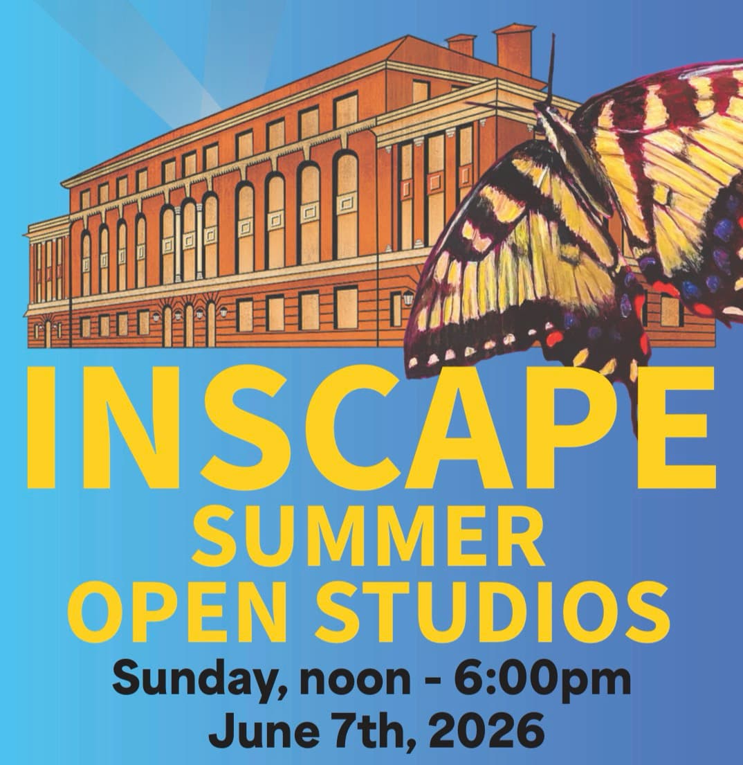 flyer with a historical building and a butterfly